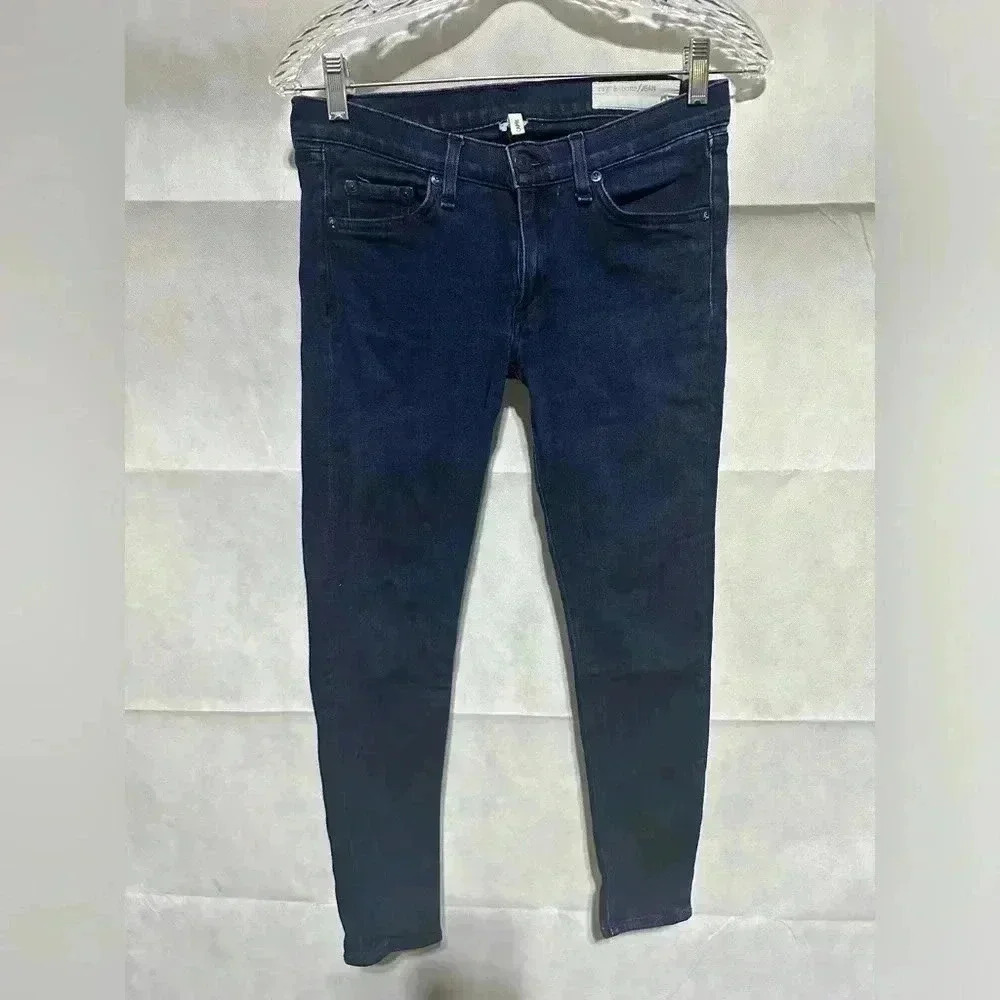 Rag & Bone Jean Womens Mid Rise Dark Wash Capri Leggings Jeggings Blue Size 27